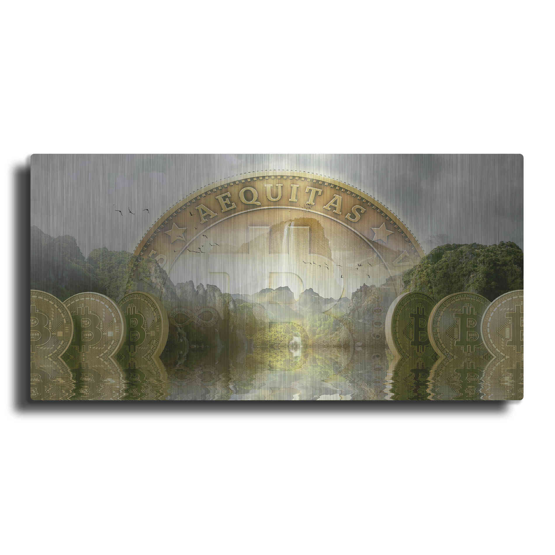 Luxe Metal Art 'Bitcoin New Age Two' by Steve Hunziker, Metal Wall Art