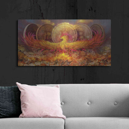 Luxe Metal Art 'Bitcoin New Age Nine' by Steve Hunziker, Metal Wall Art,48x24