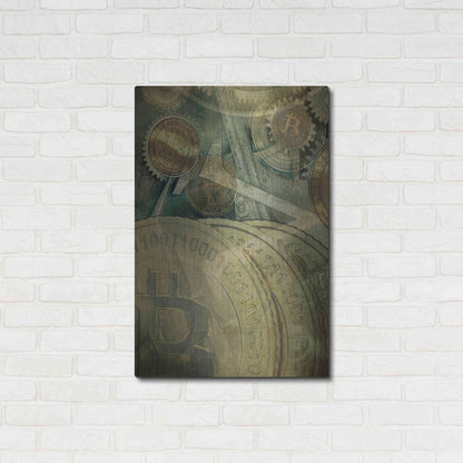 Luxe Metal Art 'Grunge Bitcoin Four' by Steve Hunziker, Metal Wall Art,24x36