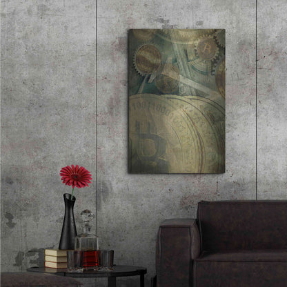 Luxe Metal Art 'Grunge Bitcoin Four' by Steve Hunziker, Metal Wall Art,24x36