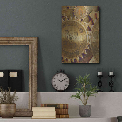 Luxe Metal Art 'Grunge Bitcoin Five' by Steve Hunziker, Metal Wall Art,12x16