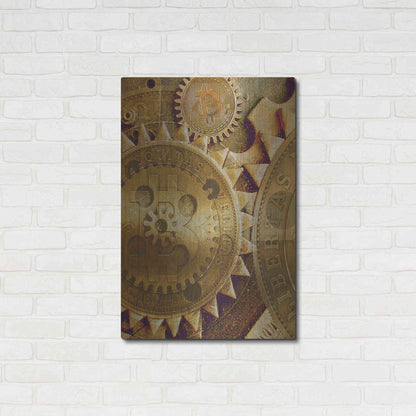 Luxe Metal Art 'Grunge Bitcoin Five' by Steve Hunziker, Metal Wall Art,24x36