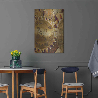 Luxe Metal Art 'Grunge Bitcoin Five' by Steve Hunziker, Metal Wall Art,24x36