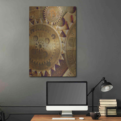 Luxe Metal Art 'Grunge Bitcoin Five' by Steve Hunziker, Metal Wall Art,24x36