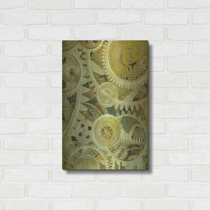 Luxe Metal Art 'Grunge Bitcoin Six' by Steve Hunziker, Metal Wall Art,16x24