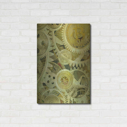 Luxe Metal Art 'Grunge Bitcoin Six' by Steve Hunziker, Metal Wall Art,24x36