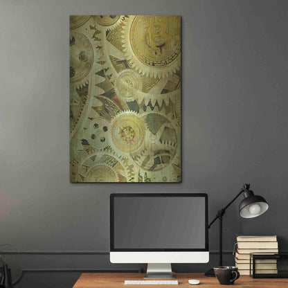 Luxe Metal Art 'Grunge Bitcoin Six' by Steve Hunziker, Metal Wall Art,24x36