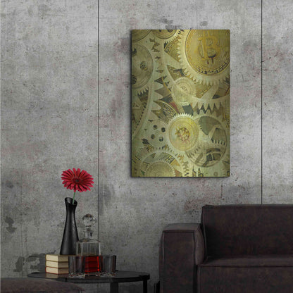 Luxe Metal Art 'Grunge Bitcoin Six' by Steve Hunziker, Metal Wall Art,24x36