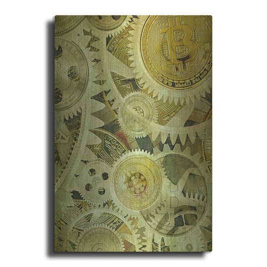 Luxe Metal Art 'Grunge Bitcoin Six' by Steve Hunziker, Metal Wall Art