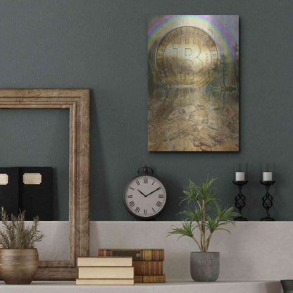 Luxe Metal Art 'Bitcoin New Age Six' by Steve Hunziker, Metal Wall Art,12x16