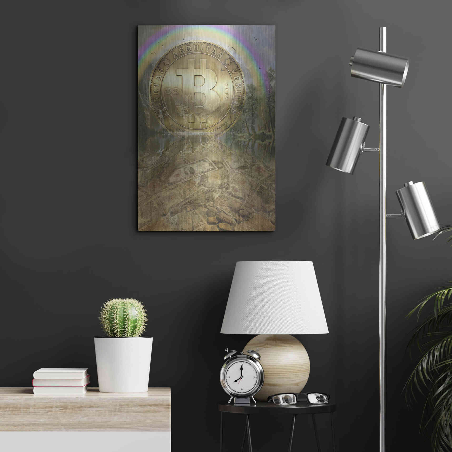 Luxe Metal Art 'Bitcoin New Age Six' by Steve Hunziker, Metal Wall Art,16x24