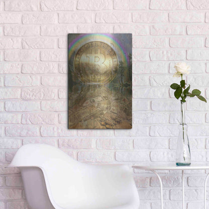 Luxe Metal Art 'Bitcoin New Age Six' by Steve Hunziker, Metal Wall Art,16x24