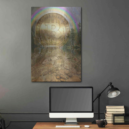 Luxe Metal Art 'Bitcoin New Age Six' by Steve Hunziker, Metal Wall Art,24x36