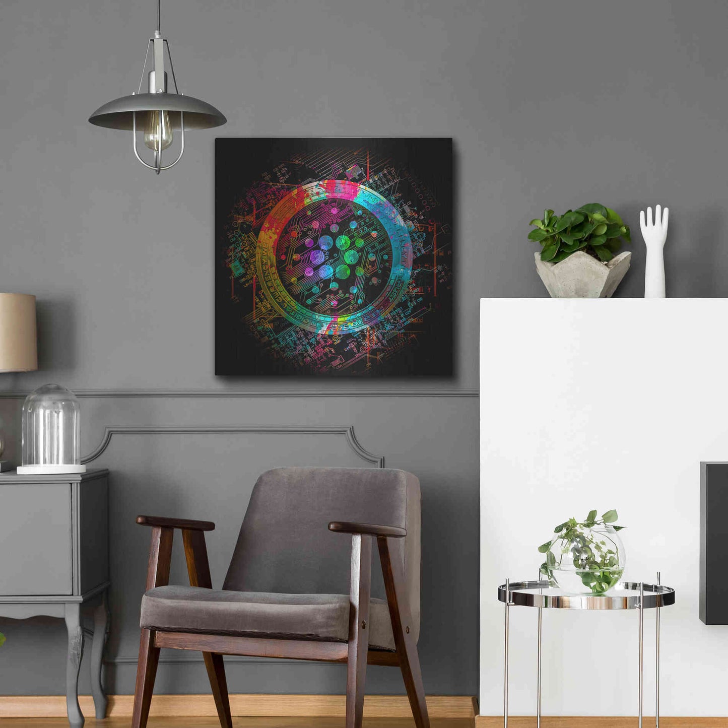 Luxe Metal Art 'Cardano Crypto Coin' Metal Wall Art,24x24