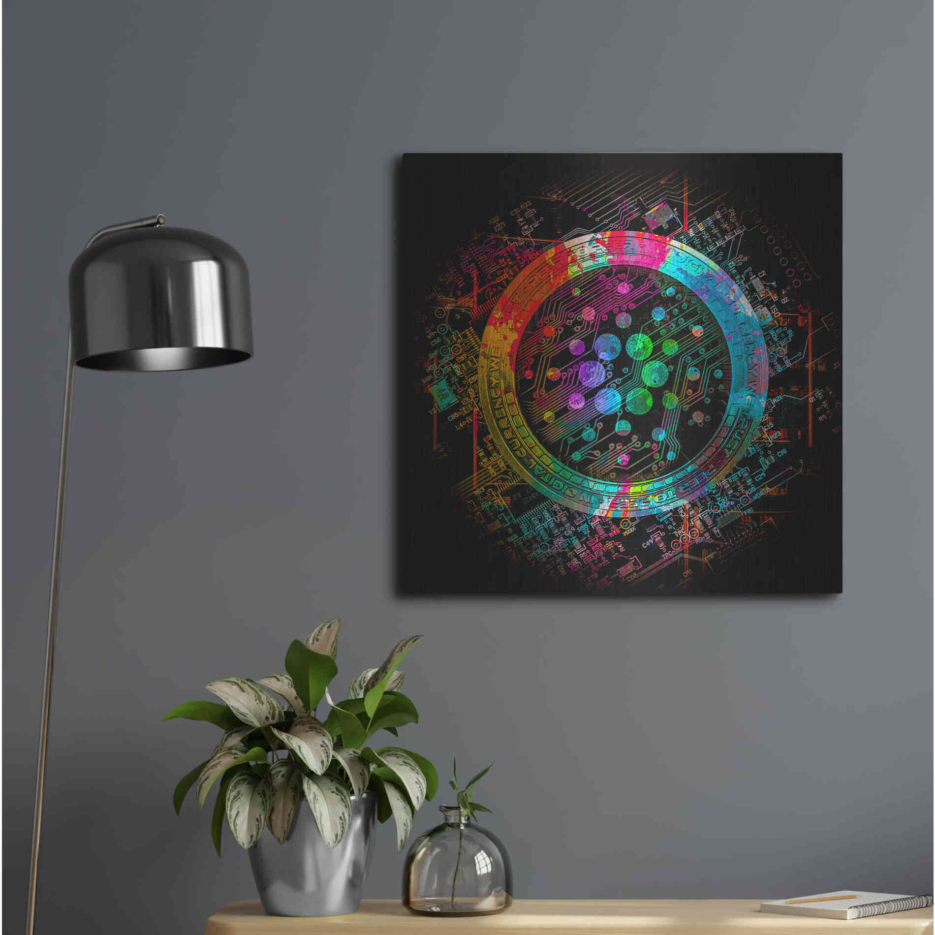 Luxe Metal Art 'Cardano Crypto Coin' Metal Wall Art,24x24