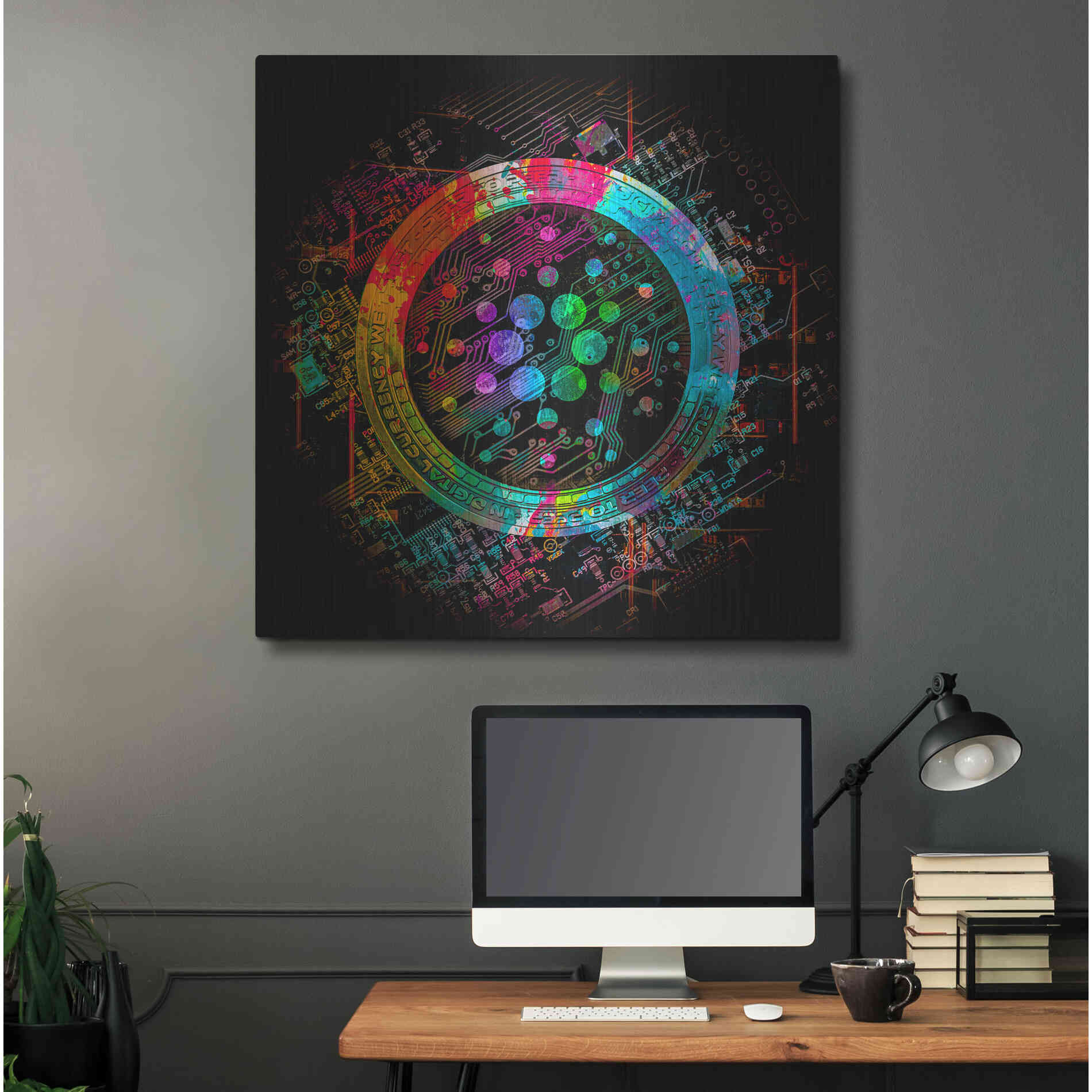 Luxe Metal Art 'Cardano Crypto Coin' Metal Wall Art,36x36