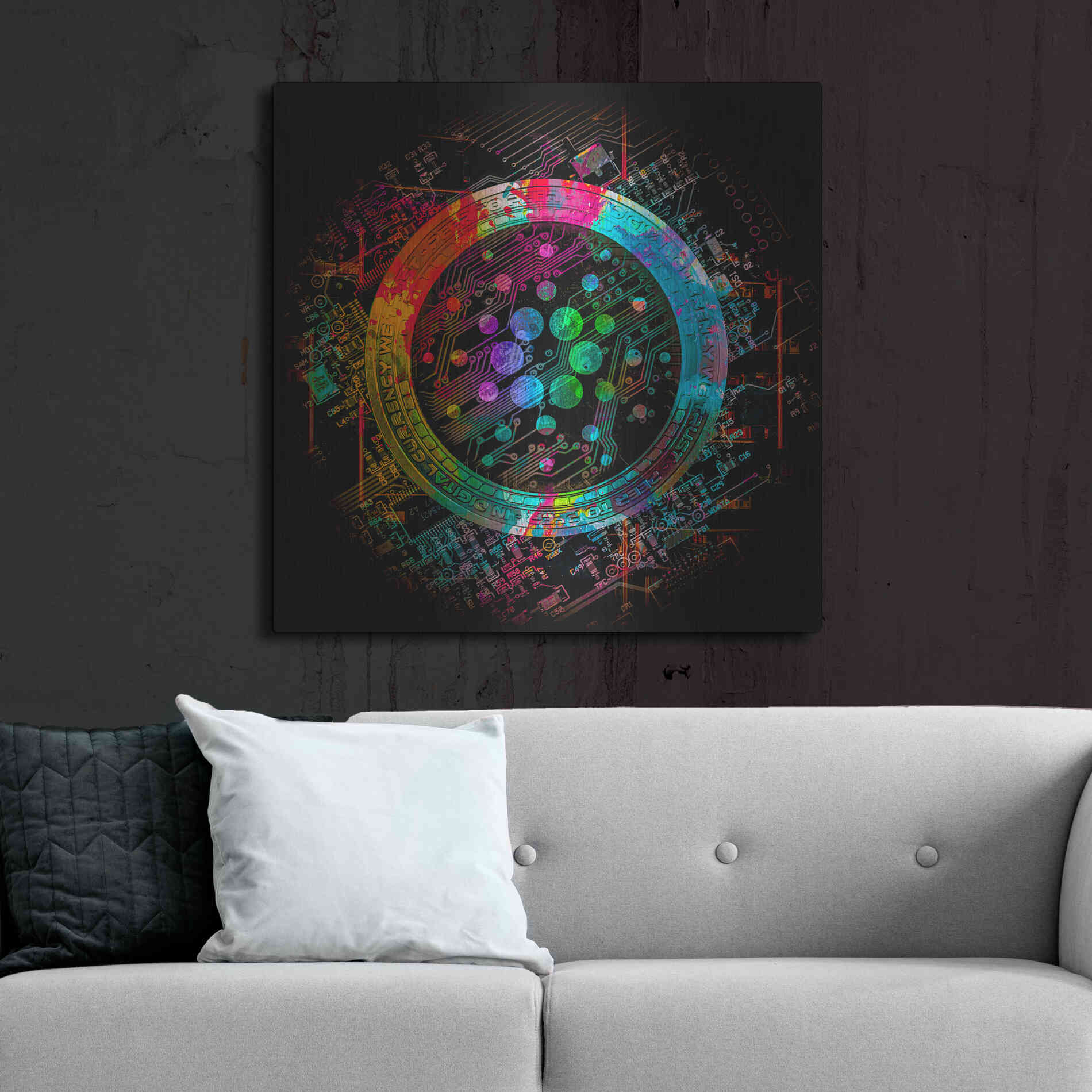 Luxe Metal Art 'Cardano Crypto Coin' Metal Wall Art,36x36