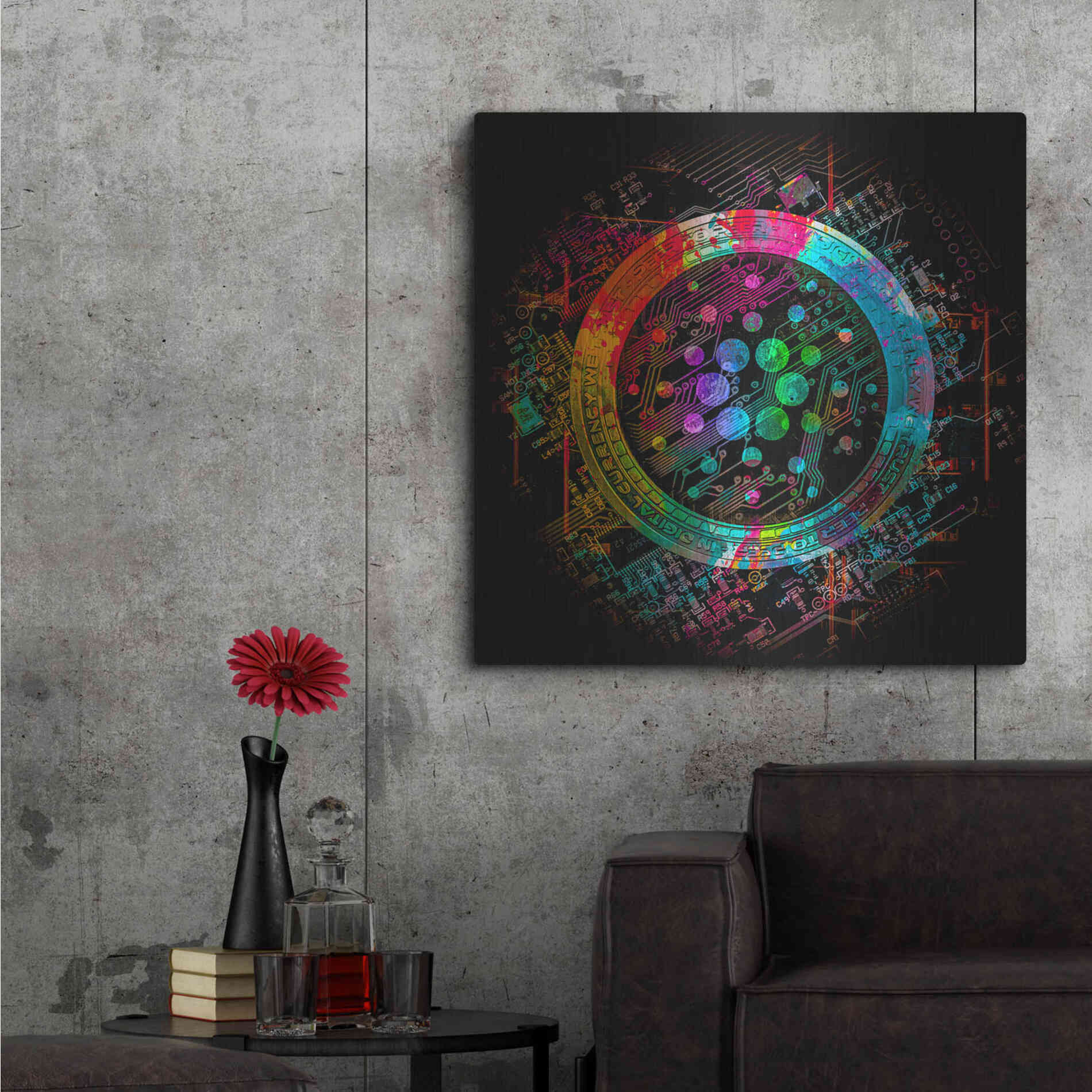 Luxe Metal Art 'Cardano Crypto Coin' Metal Wall Art,36x36