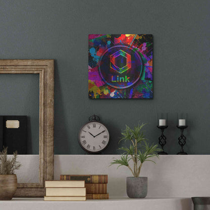 Luxe Metal Art 'Link Crypto Coin Color' Metal Wall Art,12x12