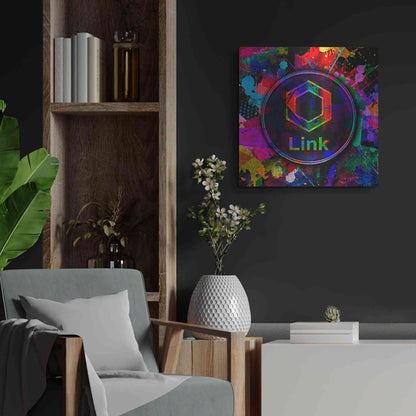 Luxe Metal Art 'Link Crypto Coin Color' Metal Wall Art,24x24