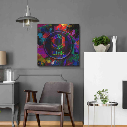 Luxe Metal Art 'Link Crypto Coin Color' Metal Wall Art,24x24