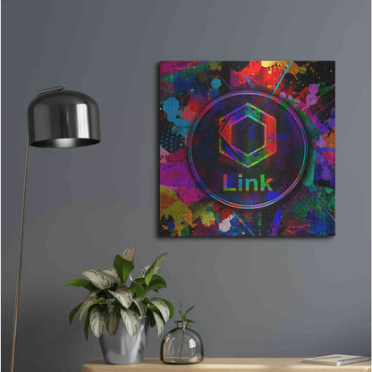 Luxe Metal Art 'Link Crypto Coin Color' Metal Wall Art,24x24
