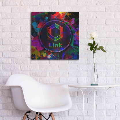 Luxe Metal Art 'Link Crypto Coin Color' Metal Wall Art,24x24