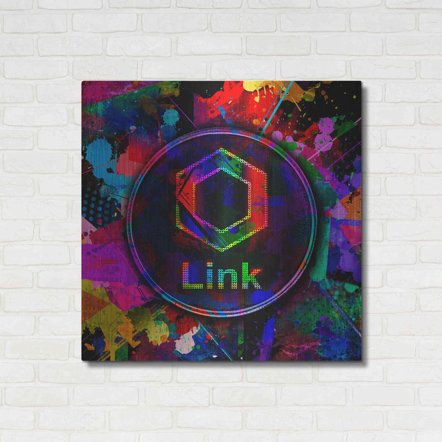 Luxe Metal Art 'Link Crypto Coin Color' Metal Wall Art,36x36