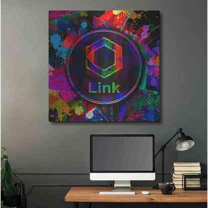 Luxe Metal Art 'Link Crypto Coin Color' Metal Wall Art,36x36