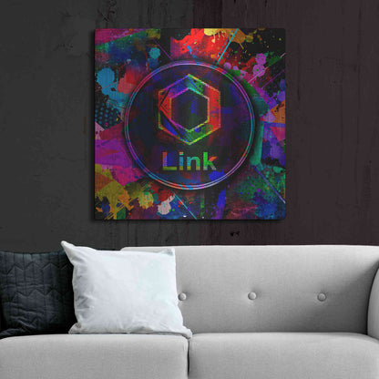 Luxe Metal Art 'Link Crypto Coin Color' Metal Wall Art,36x36