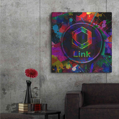 Luxe Metal Art 'Link Crypto Coin Color' Metal Wall Art,36x36