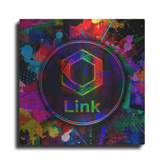 Luxe Metal Art 'Link Crypto Coin Color' Metal Wall Art