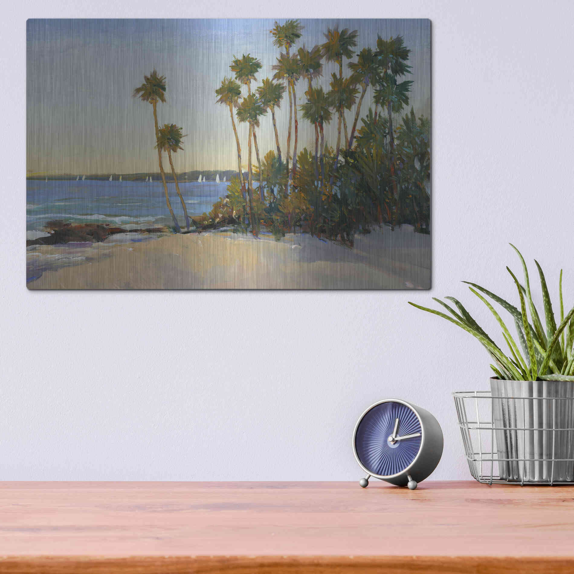 Luxe Metal Art 'Distant Shore I' by Tim O'Toole, Metal Wall Art,16x12