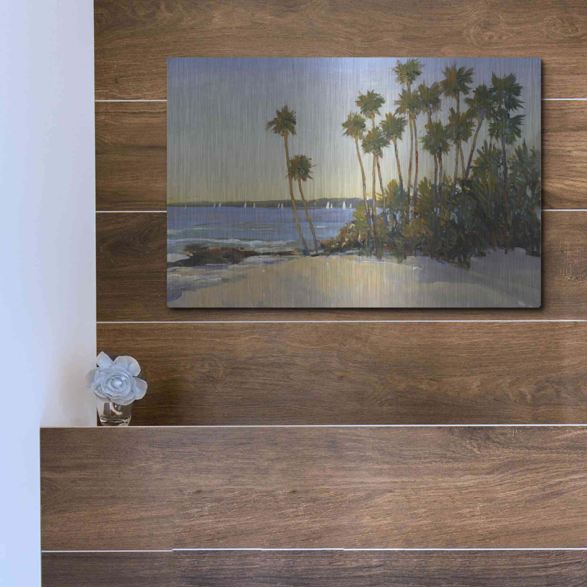 Luxe Metal Art 'Distant Shore I' by Tim O'Toole, Metal Wall Art,16x12