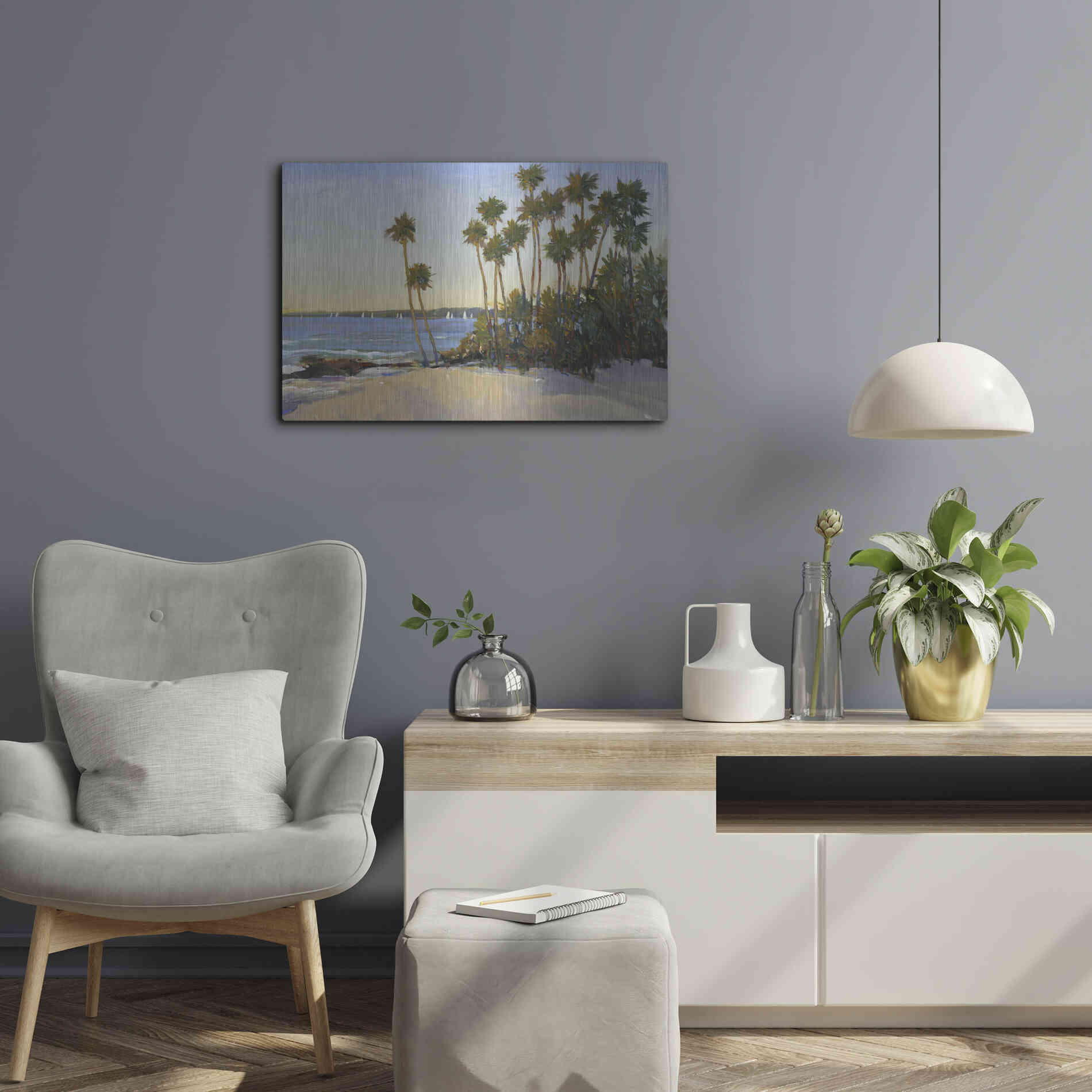 Luxe Metal Art 'Distant Shore I' by Tim O'Toole, Metal Wall Art,24x16