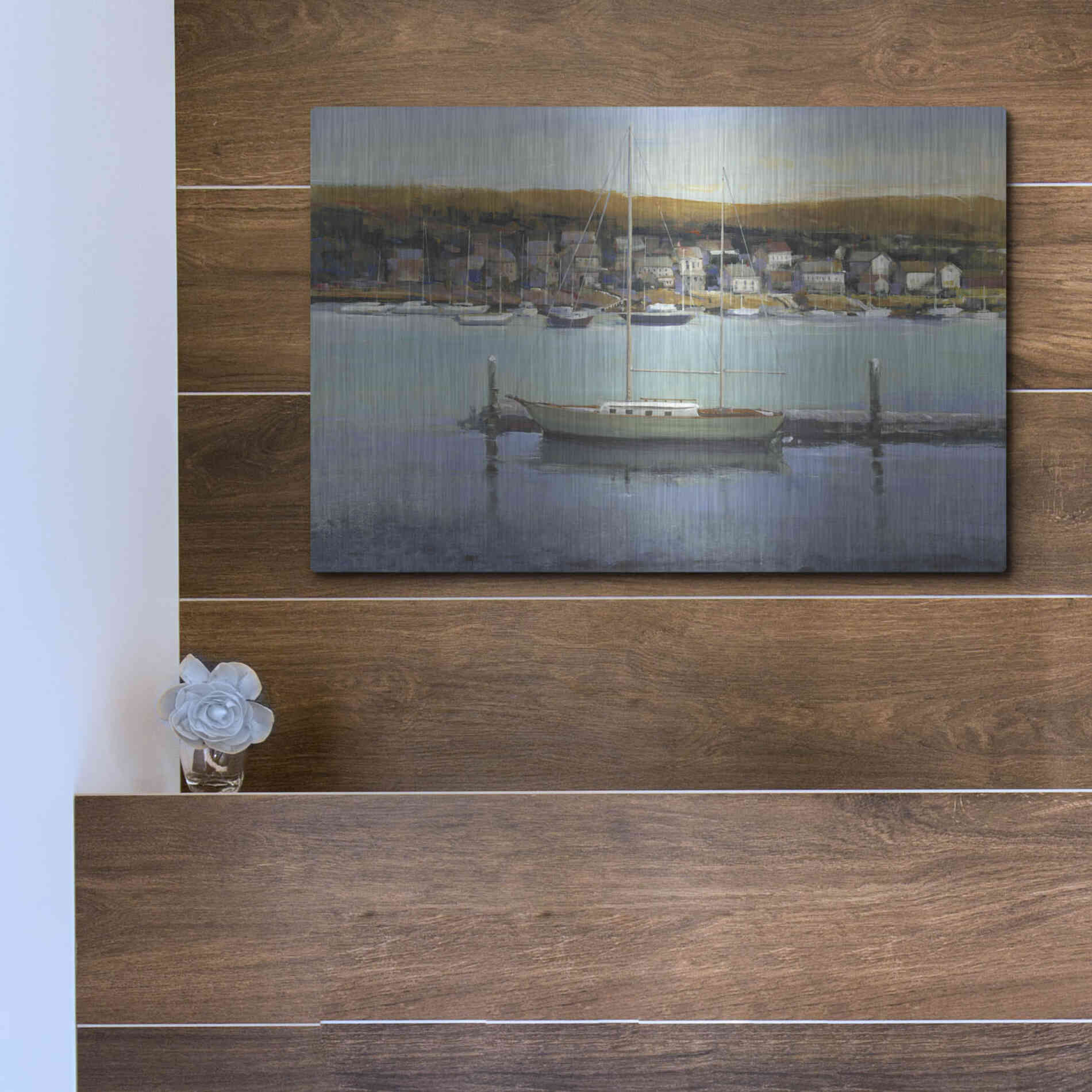Luxe Metal Art 'Harbor View II' by Tim O'Toole, Metal Wall Art,16x12