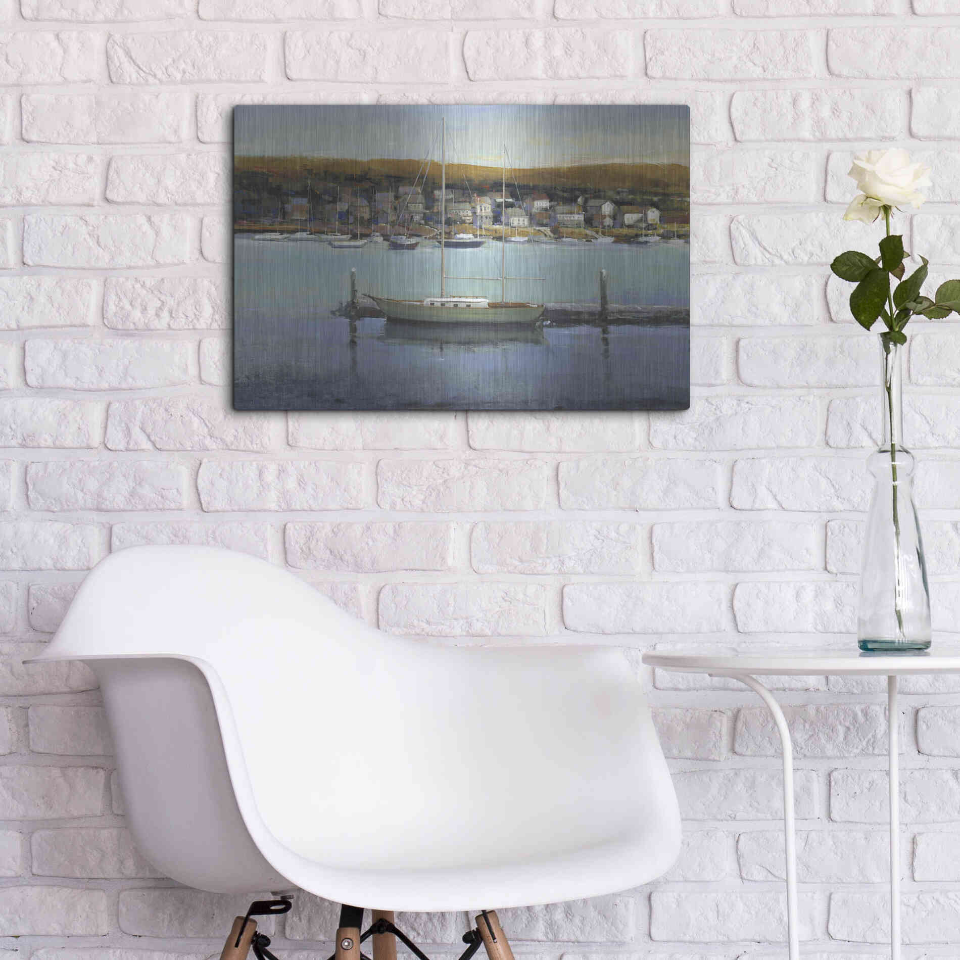 Luxe Metal Art 'Harbor View II' by Tim O'Toole, Metal Wall Art,24x16