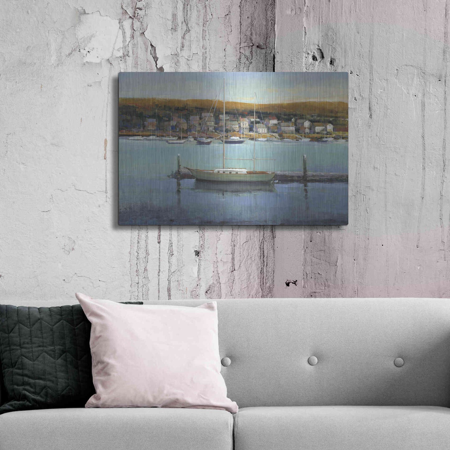 Luxe Metal Art 'Harbor View II' by Tim O'Toole, Metal Wall Art,36x24