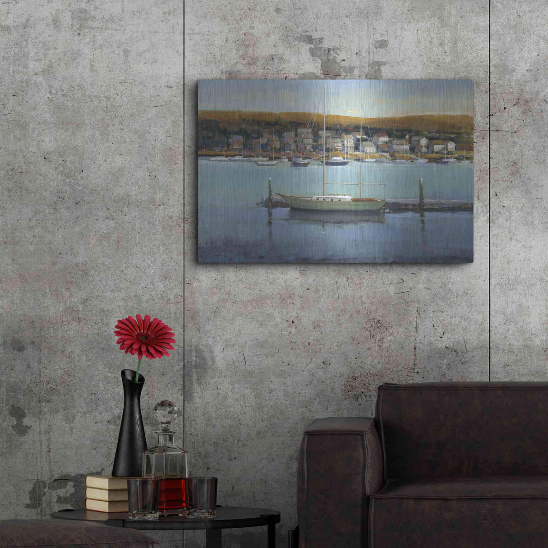 Luxe Metal Art 'Harbor View II' by Tim O'Toole, Metal Wall Art,36x24