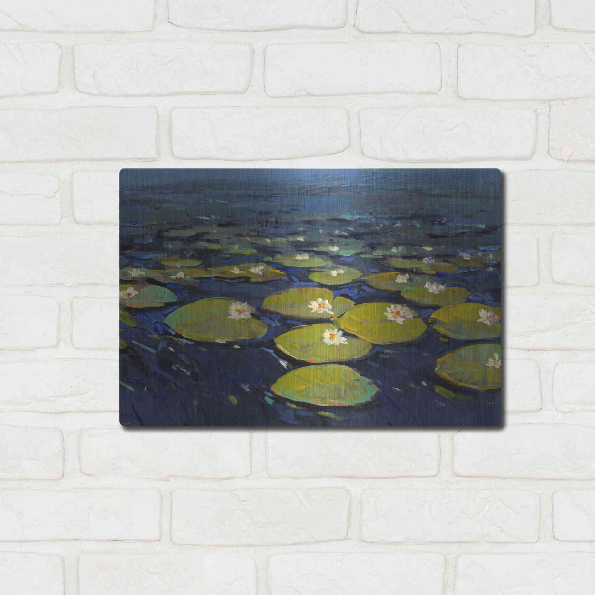 Luxe Metal Art 'Lily Pads I' by Tim O'Toole, Metal Wall Art,16x12