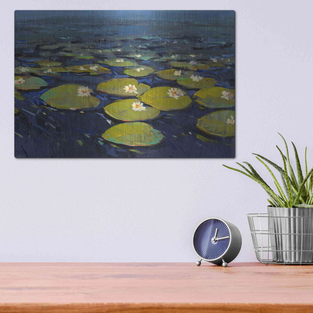 Luxe Metal Art 'Lily Pads I' by Tim O'Toole, Metal Wall Art,16x12