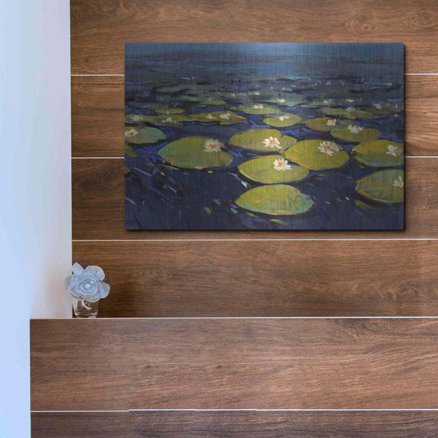 Luxe Metal Art 'Lily Pads I' by Tim O'Toole, Metal Wall Art,16x12