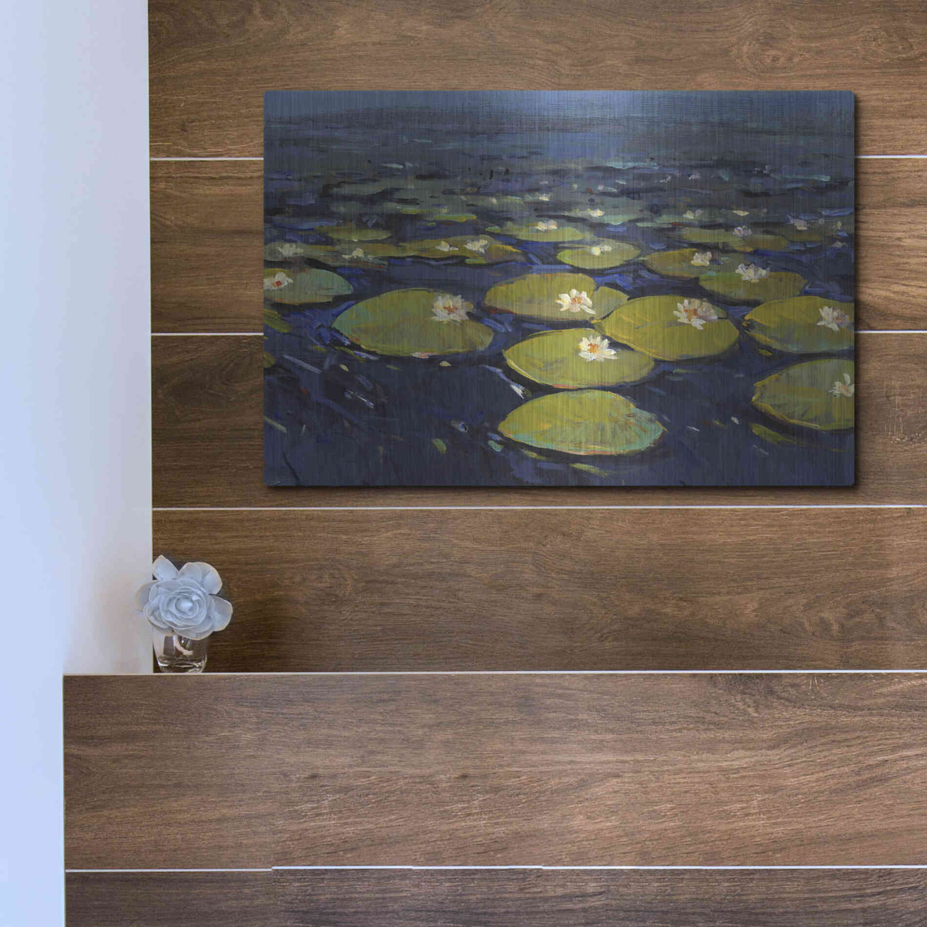 Luxe Metal Art 'Lily Pads I' by Tim O'Toole, Metal Wall Art,16x12
