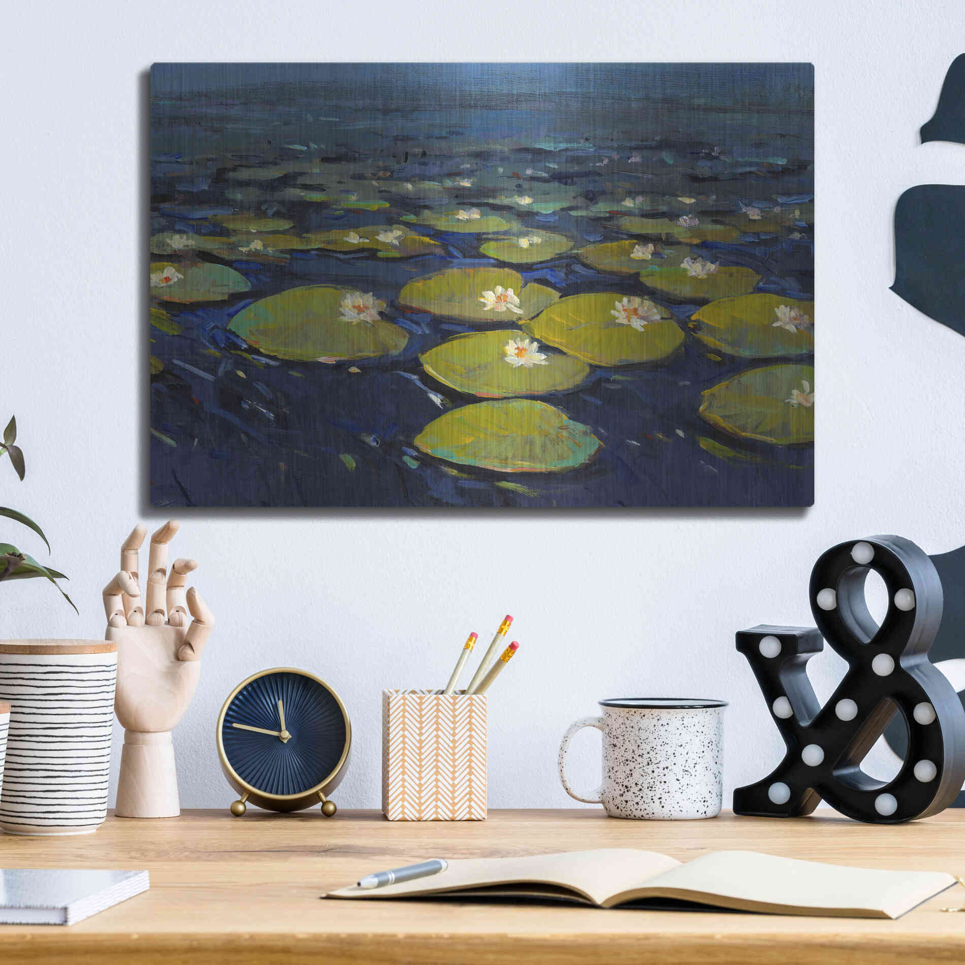 Luxe Metal Art 'Lily Pads I' by Tim O'Toole, Metal Wall Art,16x12
