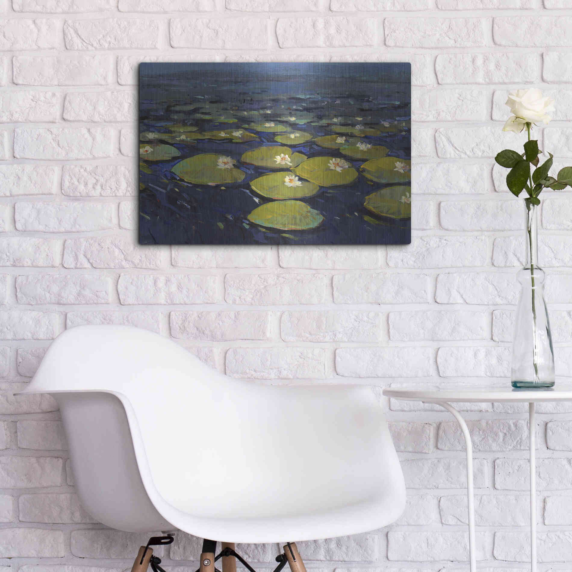 Luxe Metal Art 'Lily Pads I' by Tim O'Toole, Metal Wall Art,24x16