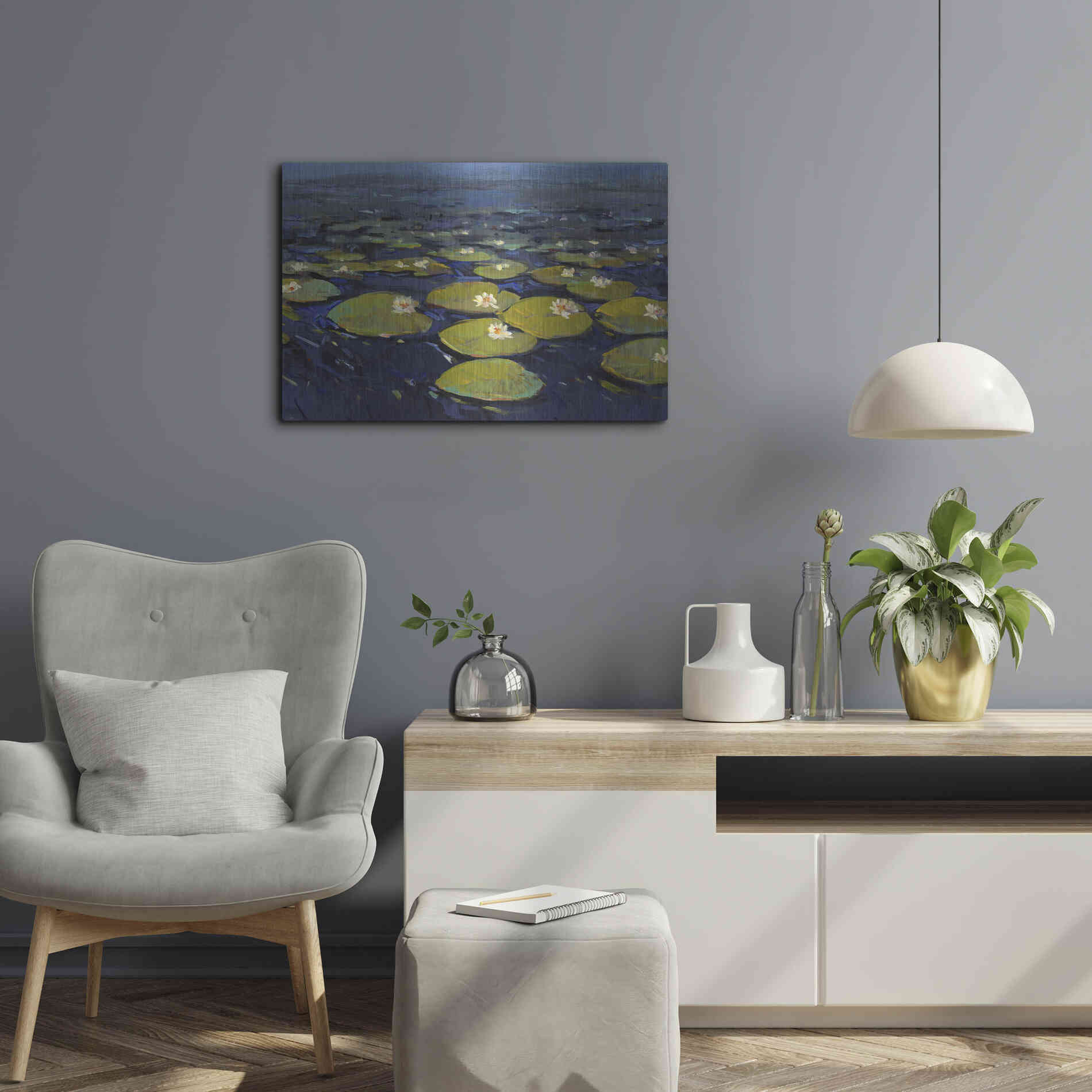 Luxe Metal Art 'Lily Pads I' by Tim O'Toole, Metal Wall Art,24x16