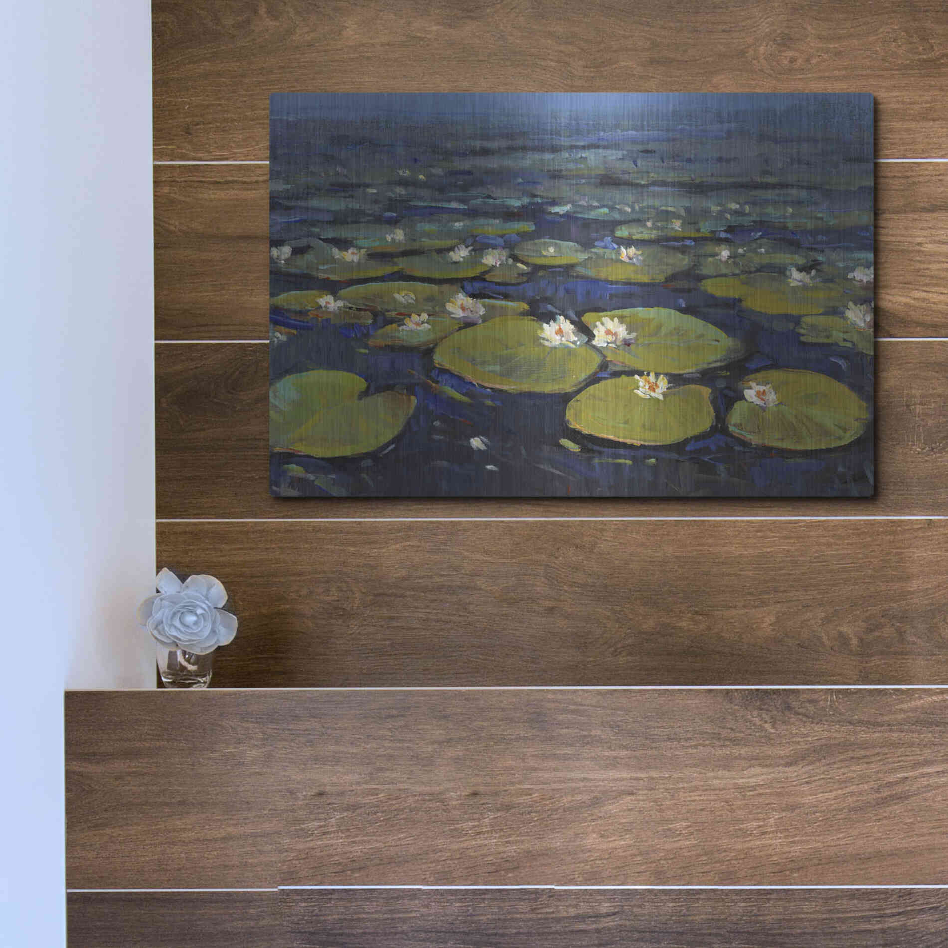Luxe Metal Art 'Lily Pads II' by Tim O'Toole, Metal Wall Art,16x12