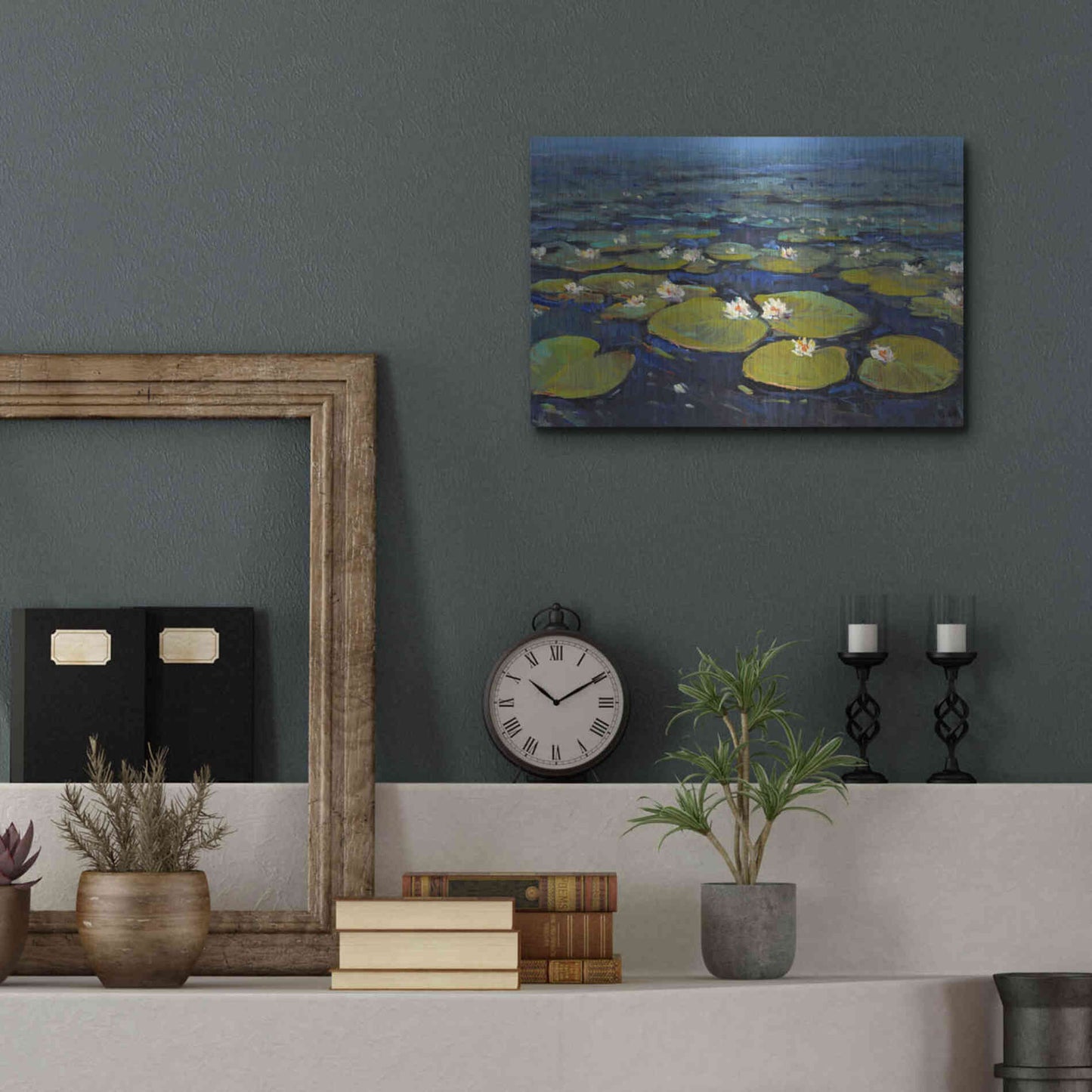Luxe Metal Art 'Lily Pads II' by Tim O'Toole, Metal Wall Art,16x12