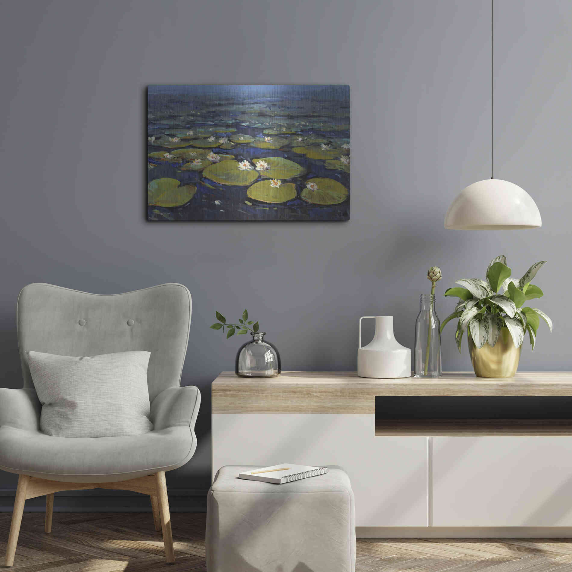 Luxe Metal Art 'Lily Pads II' by Tim O'Toole, Metal Wall Art,24x16