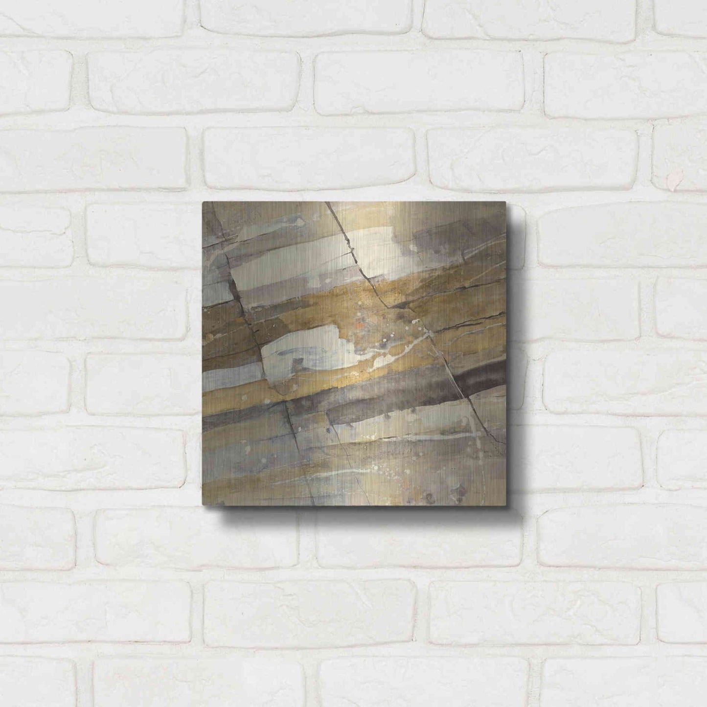 Luxe Metal Art 'Gold Streak' by Albena Hristova, Metal Wall Art,12x12